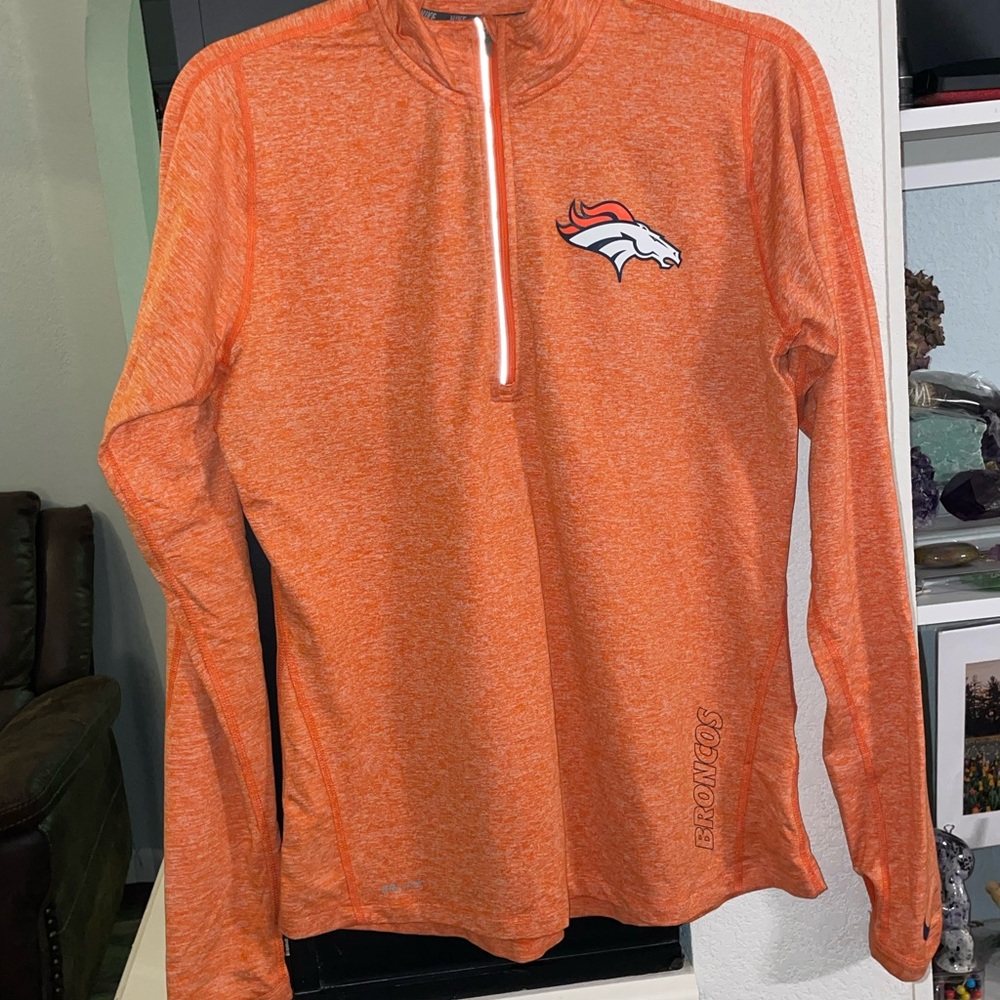 Nike Broncos Orange Quarter-Zip Pullover